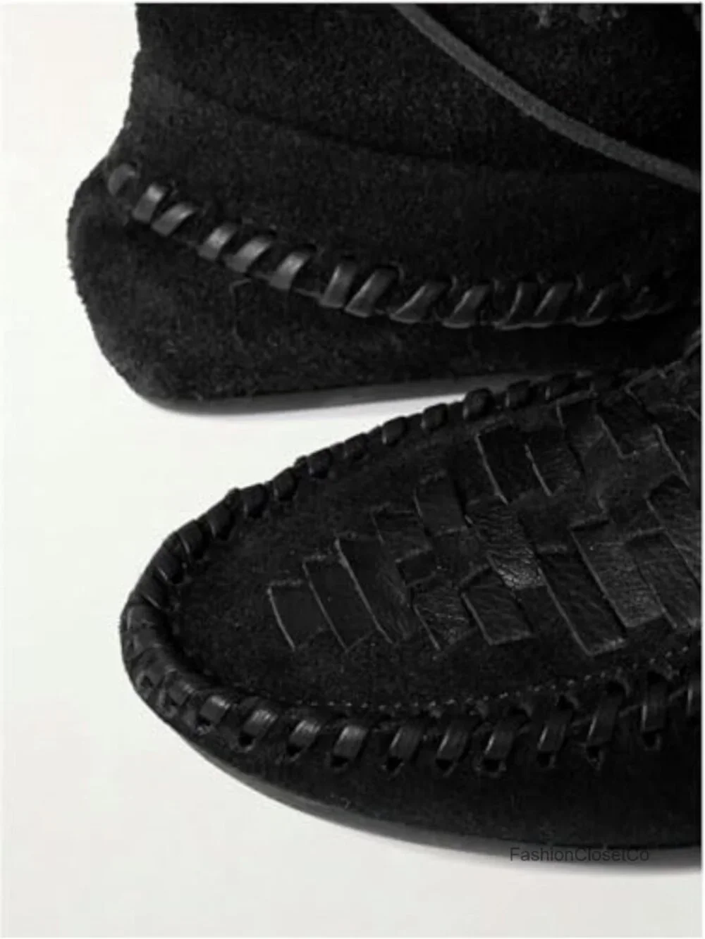 Slouchy Suede Boots with Woven Fold Over Western Ankle Booties Whipstitched